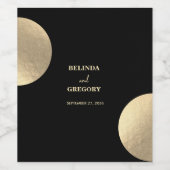 Étiquette Pour Bouteilles De Vin Mariage Abstrait moderne Noir & Or contemporain (Étiquettes simples)