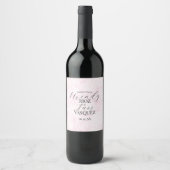 Étiquette Pour Bouteilles De Vin Mariage Abstrait Rose Script Noir  (Devant)