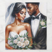 Étiquette Pour Bouteilles De Vin Mariage afro-noir mariée et mariée (Étiquettes simples)