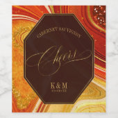 Étiquette Pour Bouteilles De Vin Mariage Agate Abstrait Cheers Hot Orange ID827 (Étiquettes simples)