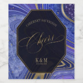 Étiquette Pour Bouteilles De Vin Mariage Agate Abstrait Cheers V2 Midnight ID827 (Étiquettes simples)