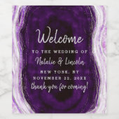 Étiquette Pour Bouteilles De Vin Mariage Amethyst Purple & Silver Geode Bienvenue (Étiquettes simples)