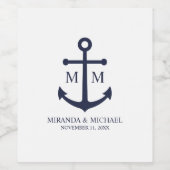 Étiquette Pour Bouteilles De Vin Mariage Ancre bleu marine (Étiquettes simples)