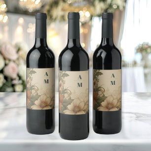 Étiquette Pour Bouteilles De Vin Mariage Art Nouveau Bougainvillée Vintage