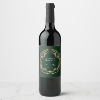 Étiquette Pour Bouteilles De Vin Mariage Art Nouveau Or Glycine Rose 