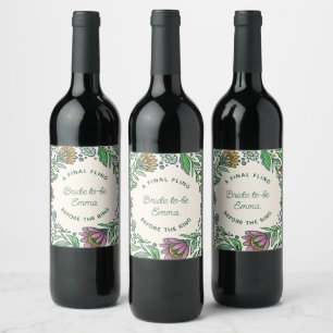 Étiquette Pour Bouteilles De Vin Mariage Artistique Floral Scandinave
