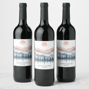 Étiquette Pour Bouteilles De Vin Mariage au lac de montagne