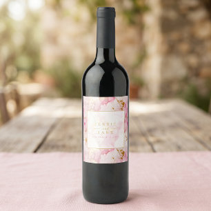 Étiquette Pour Bouteilles De Vin Mariage au marbre rose et or