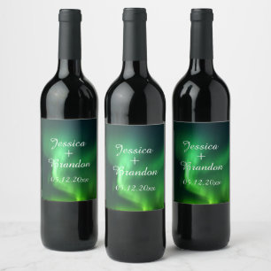 Étiquette Pour Bouteilles De Vin Mariage aurora boréale aurora