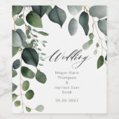 Étiquette Pour Bouteilles De Vin Mariage avec de la verdure et de l'eucalyptus (Étiquettes simples)