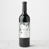 Étiquette Pour Bouteilles De Vin Mariage avec de la verdure et de l'eucalyptus (Devant)