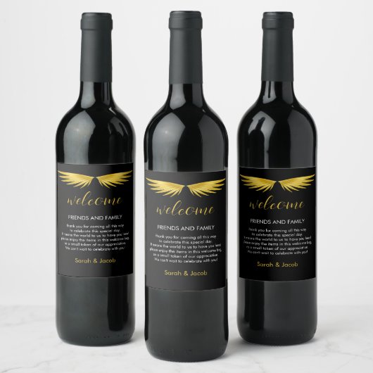 Étiquette Pour Bouteilles De Vin Mariage Black Gold (Bouteilles)