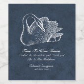 Étiquette Pour Bouteilles De Vin Mariage Blanc Cygne Marine Bleu Vin Vers Le Bas (Étiquettes simples)