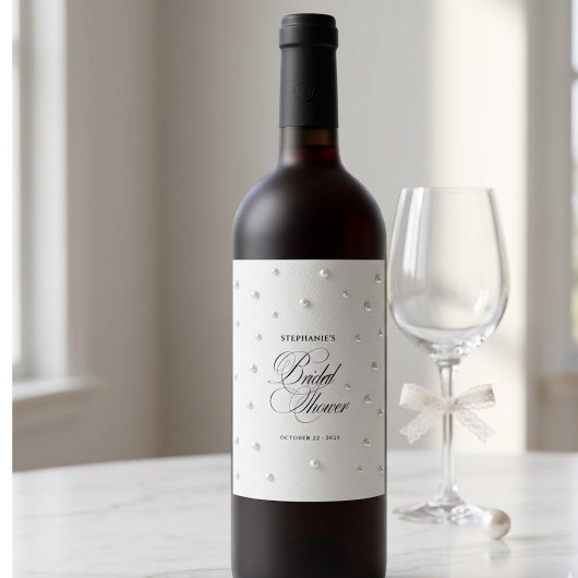 Étiquette Pour Bouteilles De Vin Mariage Blanc Perles