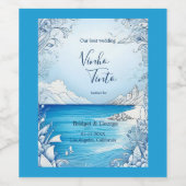 Étiquette Pour Bouteilles De Vin mariage bleu côtier (Étiquettes simples)