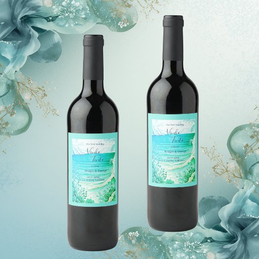 Étiquette Pour Bouteilles De Vin mariage bleu côtier