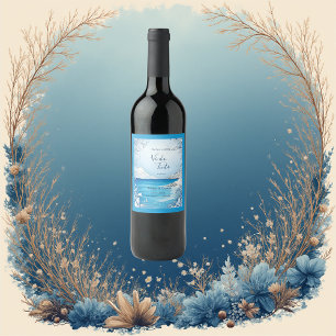 Étiquette Pour Bouteilles De Vin mariage bleu côtier