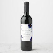 Étiquette Pour Bouteilles De Vin Mariage bleu Fleur sauvage moderne (Devant)