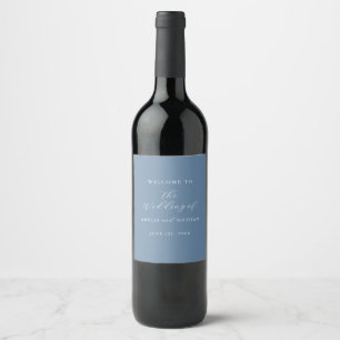 Étiquette Pour Bouteilles De Vin Mariage Bleu Poussiéreux