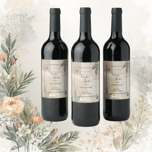 Étiquette Pour Bouteilles De Vin mariage bohème chic vintage avec verdure