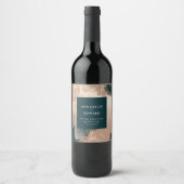 Étiquette Pour Bouteilles De Vin Mariage bohème moderne peint terracotta sarcelle (Devant)