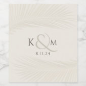 Étiquette Pour Bouteilles De Vin Mariage Boho à feuille de palme minimale (Étiquettes simples)