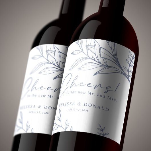 Étiquette Pour Bouteilles De Vin Mariage Boho de fleurs de périwinkle