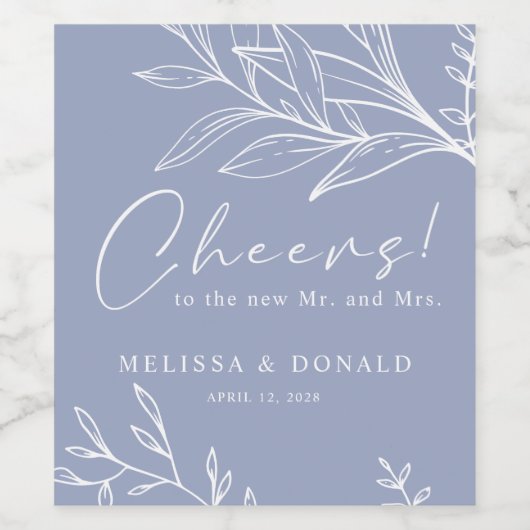 Étiquette Pour Bouteilles De Vin Mariage Boho de fleurs de périwinkle (Étiquettes simples)