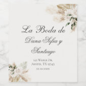 Étiquette Pour Bouteilles De Vin Mariage Boho espagnol (Étiquettes simples)