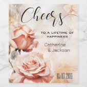 Étiquette Pour Bouteilles De Vin Mariage Boho Glam rose Roses (Étiquettes simples)