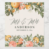 Étiquette Pour Bouteilles De Vin Mariage botanique de fleurs d'agrumes orange (Étiquettes simples)