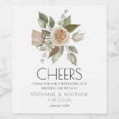 Étiquette Pour Bouteilles De Vin Mariage botanique floral rose pâle Rose (Étiquettes simples)