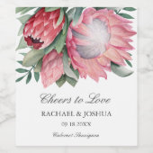 Étiquette Pour Bouteilles De Vin Mariage botanique King Protea Bouquet (Étiquettes simples)