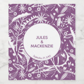 Étiquette Pour Bouteilles De Vin Mariage botanique violet moderne (Étiquettes simples)