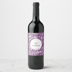 Étiquette Pour Bouteilles De Vin Mariage botanique violet moderne
