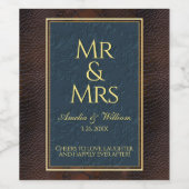 Étiquette Pour Bouteilles De Vin Mariage Brown victorien en cuir Snakeskin (Étiquettes simples)