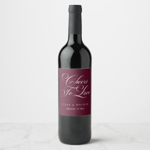 Étiquette Pour Bouteilles De Vin Mariage Calligraphie Bourgogne Ivoire Classique Fé