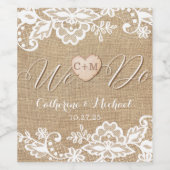 Étiquette Pour Bouteilles De Vin Mariage campagnard Rustique Burlap Et Dentelle (Étiquettes simples)