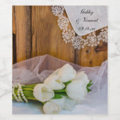 Étiquette Pour Bouteilles De Vin Mariage campagnard Rustique Tulipes blanches (Étiquettes simples)