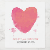 Étiquette Pour Bouteilles De Vin Mariage cardiaque rustique aquarelle (Étiquettes simples)