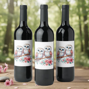 Étiquette Pour Bouteilles De Vin Mariage champêtre bohème rustique en bois de hibou