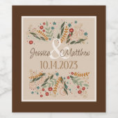 Étiquette Pour Bouteilles De Vin Mariage Champêtre Élégance Florale (Étiquettes simples)