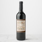 Étiquette Pour Bouteilles De Vin Mariage Champêtre Élégance Florale (Devant)