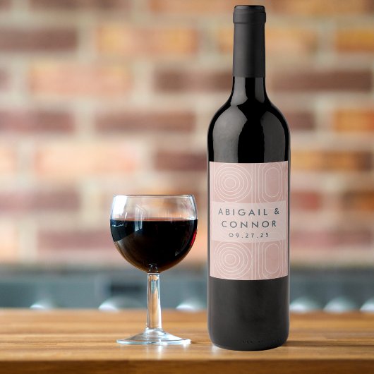 Étiquette Pour Bouteilles De Vin Mariage chic de pêche Ovales et cercles