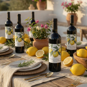 Étiquette Pour Bouteilles De Vin Mariage Citron Méditerranéen Citrus
