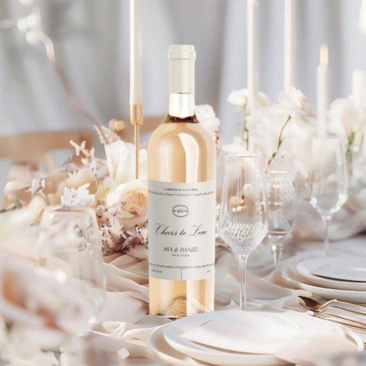 Étiquette Pour Bouteilles De Vin Mariage classique élégant