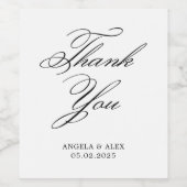 Étiquette Pour Bouteilles De Vin Mariage classique noir Merci 2 (Étiquettes simples)