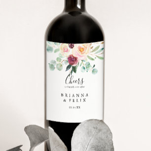 Étiquette Pour Bouteilles De Vin Mariage contemporain Eucalyptus Floral Cheers