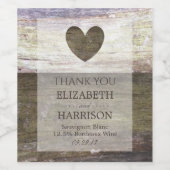 Étiquette Pour Bouteilles De Vin Mariage Country Wood Heart (Étiquettes simples)