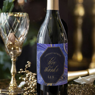 Étiquette Pour Bouteilles De Vin Mariage d'âge Abstrait Merci Minuit ID827